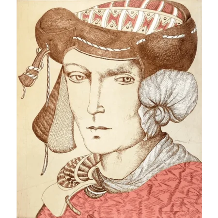 Grabado de Carmen Aldunate titulado Severo