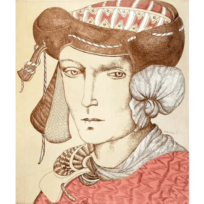 Grabado de Carmen Aldunate titulado Severo