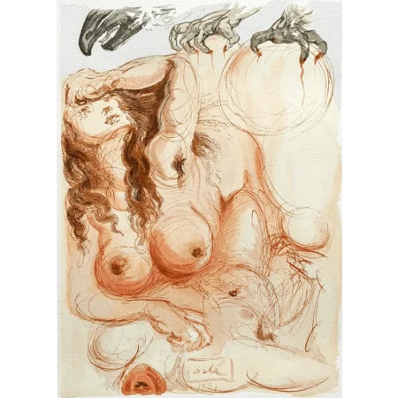 Salvador Dalí. La Divina Comedia. Xilografía a color Le Songe.