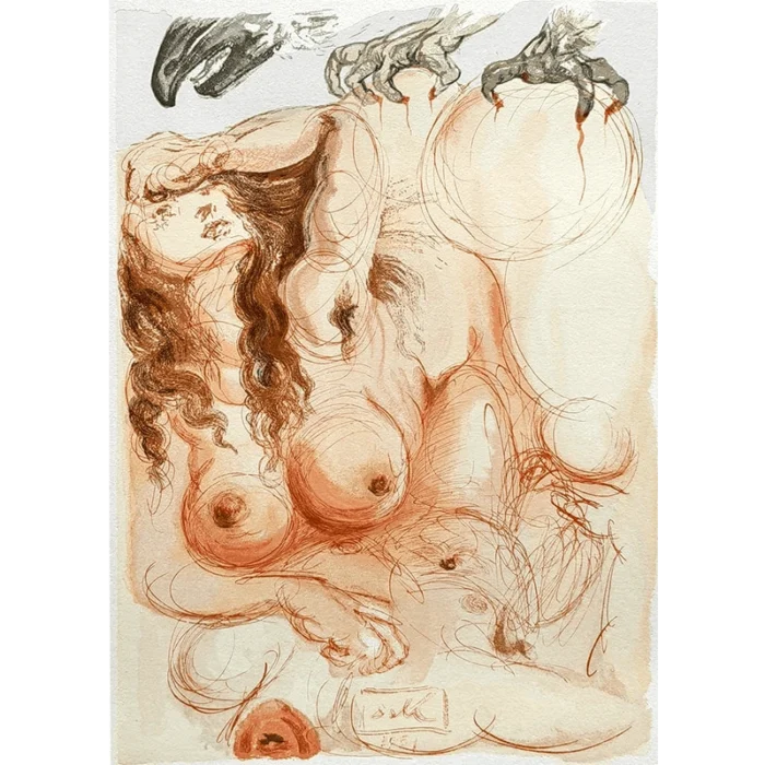 Salvador Dalí. La Divina Comedia. Xilografía a color Le Songe.