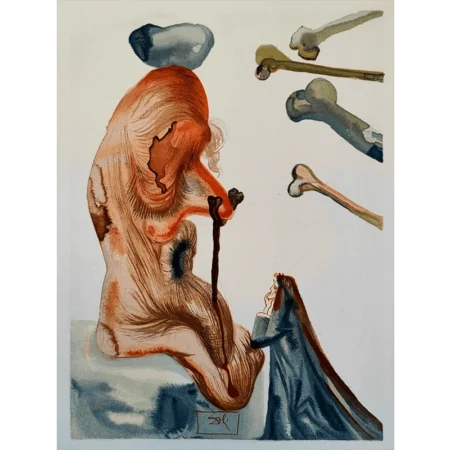 Salvador Dalí. La Divina Comedia. Xilografía a color Les Trompeurs.