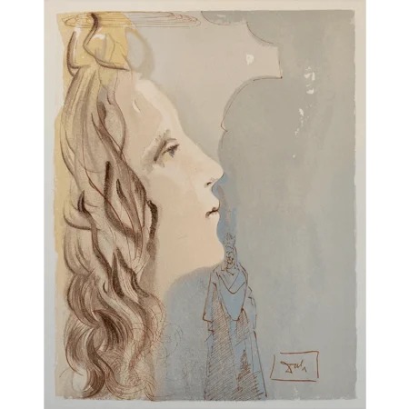 Salvador Dalí. La Divina Comedia. Xilografía a color La plus grande beauté de Béatrice.