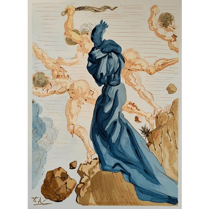 Salvador Dalí. La Divina Comedia. Xilografía a color Les Margelles du Phlégéton.