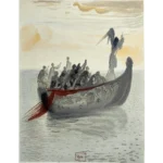 Salvador Dalí. La Divina Comedia. Xilografía a color La Barque du Nocher.