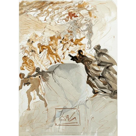 Salvador Dalí. La Divina Comedia. Xilografía a color Montée à la septième corniche: la luxure.