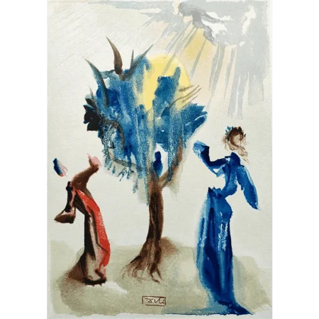 Salvador Dalí. La Divina Comedia. Xilografía a color L'Arbre du châtiment.