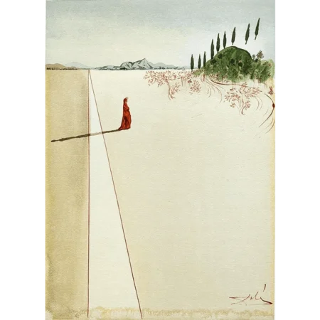 Salvador Dalí. La Divina Comedia. Xilografía a color Départ pour le grand voyage.