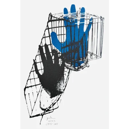 Guillermo Núñez serigrafía a color Homenaje a Eduardo Vilches y Víctor Jara