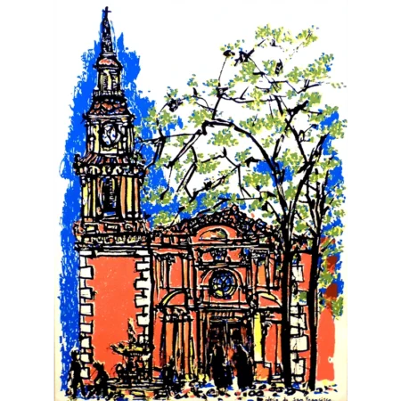 Guillermo Núñez serigrafía a color Iglesia de San Francisco