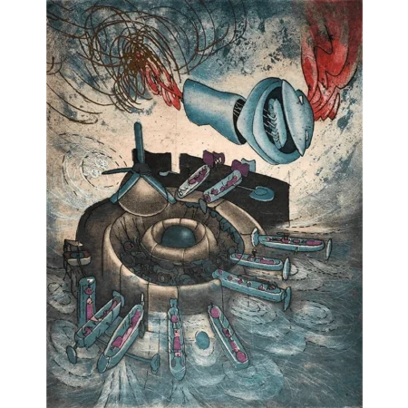 Roberto Matta grabado al aguafuerte a color Chaosmos