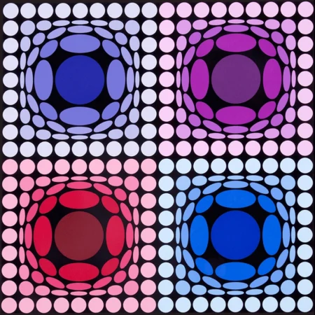 Victor Vasarely. Serigrafía a color titulada Stri-Arct II.