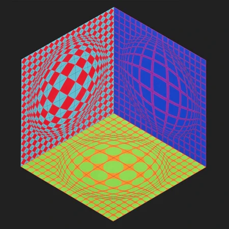 Victor Vasarely. Serigrafía a color titulada Tri-Dagg.