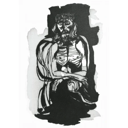 Oswaldo Guayasamín. Grabado al aguafuerte a un color Décadas del Nuevo Mundo IV.