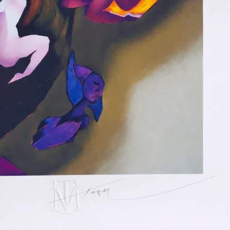 Mario Toral Mujer con cabellera azul con firma