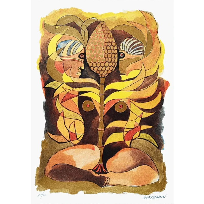 Oswaldo Guayasamín litografía a color El maíz
