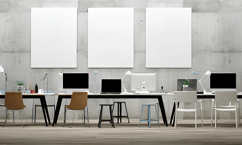 Cuadros de arte moderno en sala de reuniones de empresa chilena para beneficios tributarios SII