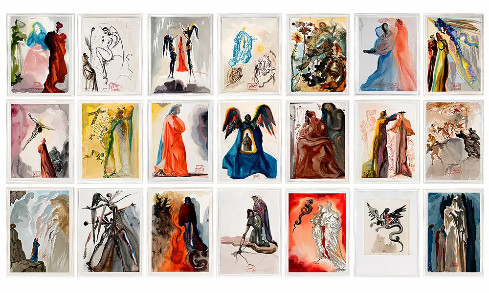 Análisis profundo de la serie xilográfica de Dalí sobre la obra de Dante. Historia del encargo italiano, técnica de grabado y simbolismo surrealista.