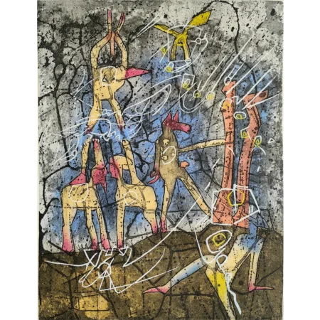 Roberto Matta Grabado al aguafuerte color L’ame du Tarot de Theleme II