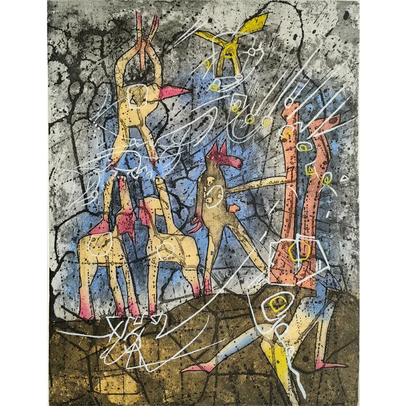 Roberto Matta Grabado al aguafuerte color L’ame du Tarot de Theleme II