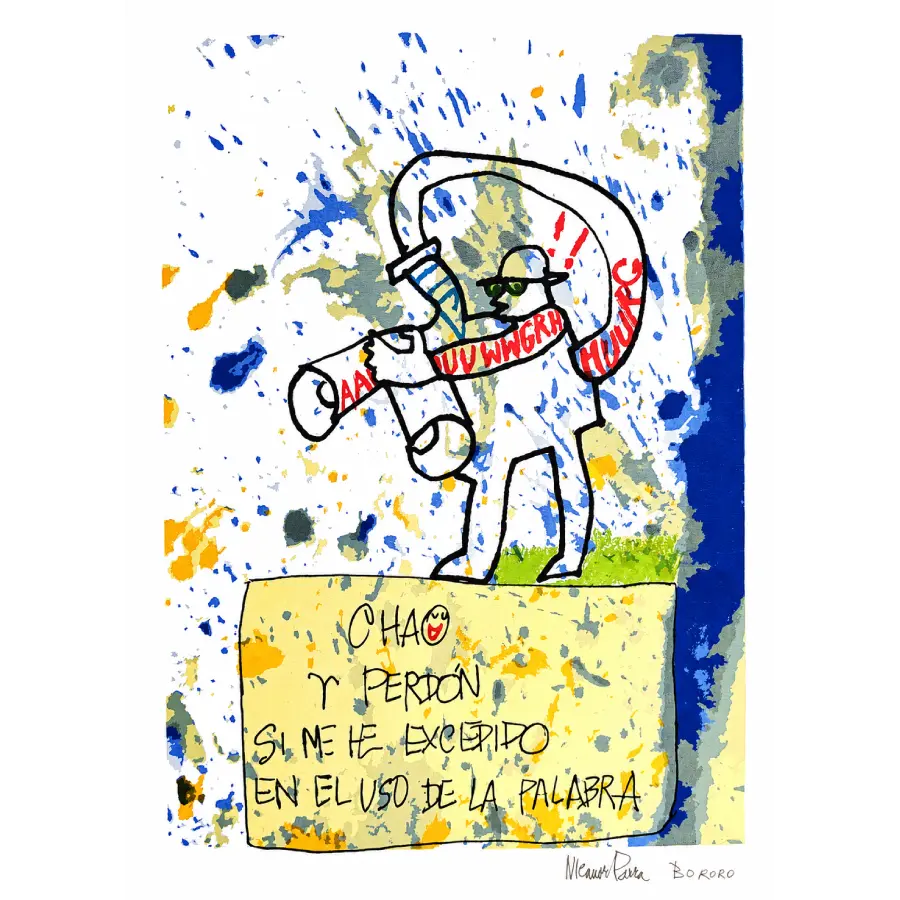 Bororo y Nicanor Parra serigrafía Chao y Perdón Bororo y Nicanor Parra serigrafía Chao y Perdón
