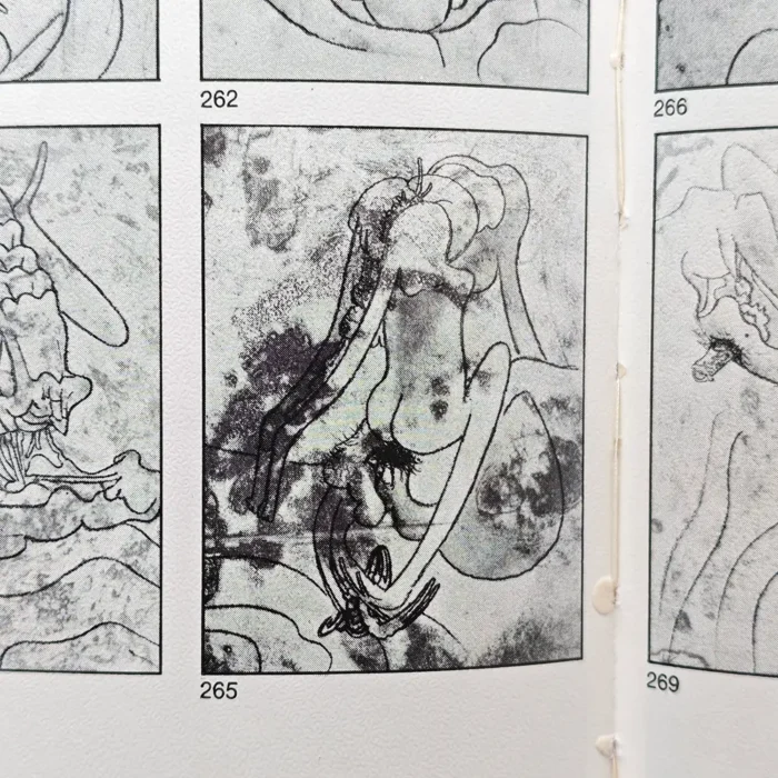 Página de catálogo de Roberto Matta donde aparece grabado FMR