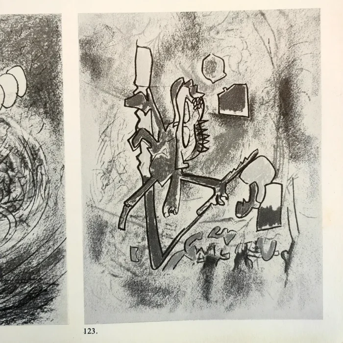 Página de catálogo donde aparece litografía Roberto Matta Tout se tient